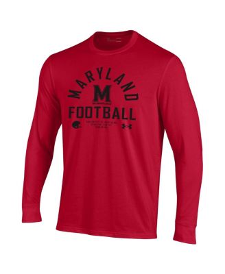Men's Red Maryland Terrapins 2025 Sideline Football Performance Long Sleeve T-Shirt