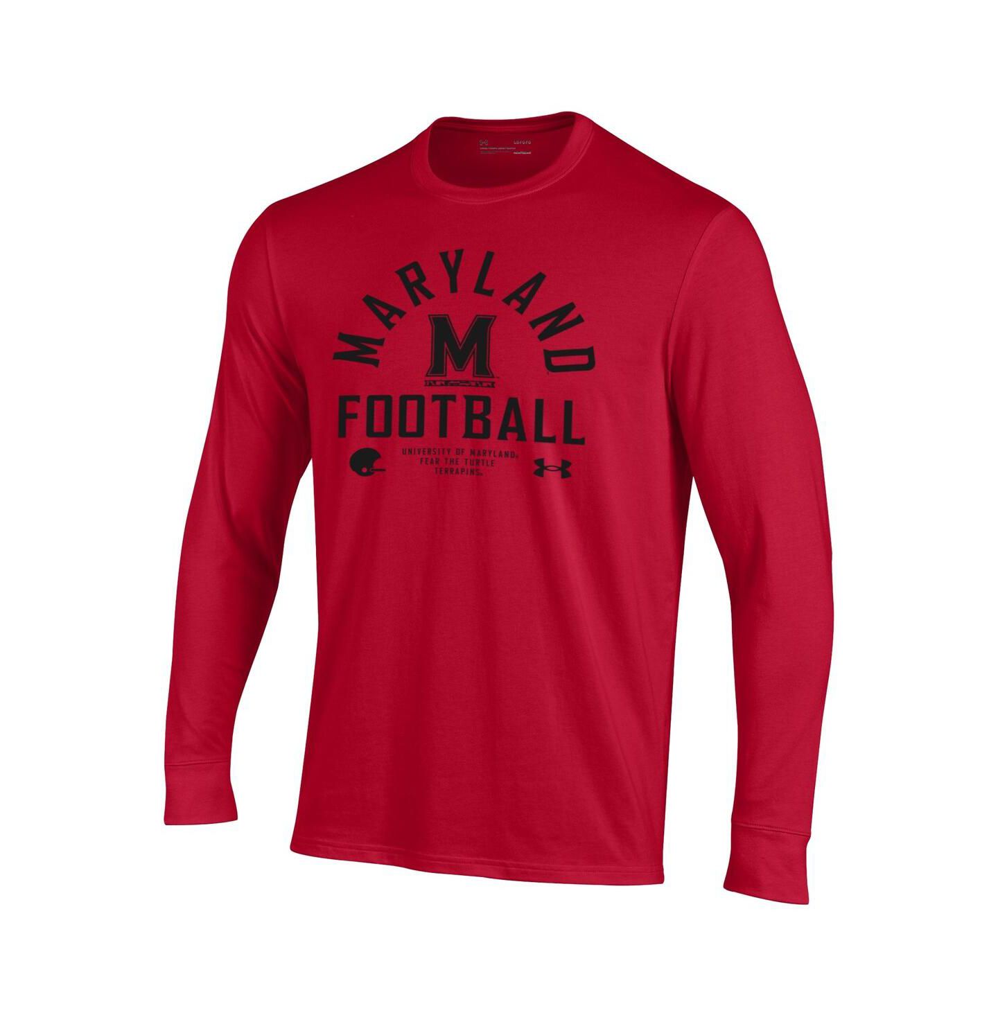 Мужская футболка Under Armour Red Maryland Terrapins 2025 Sideline Football Performance Long Sleeve — фото 3