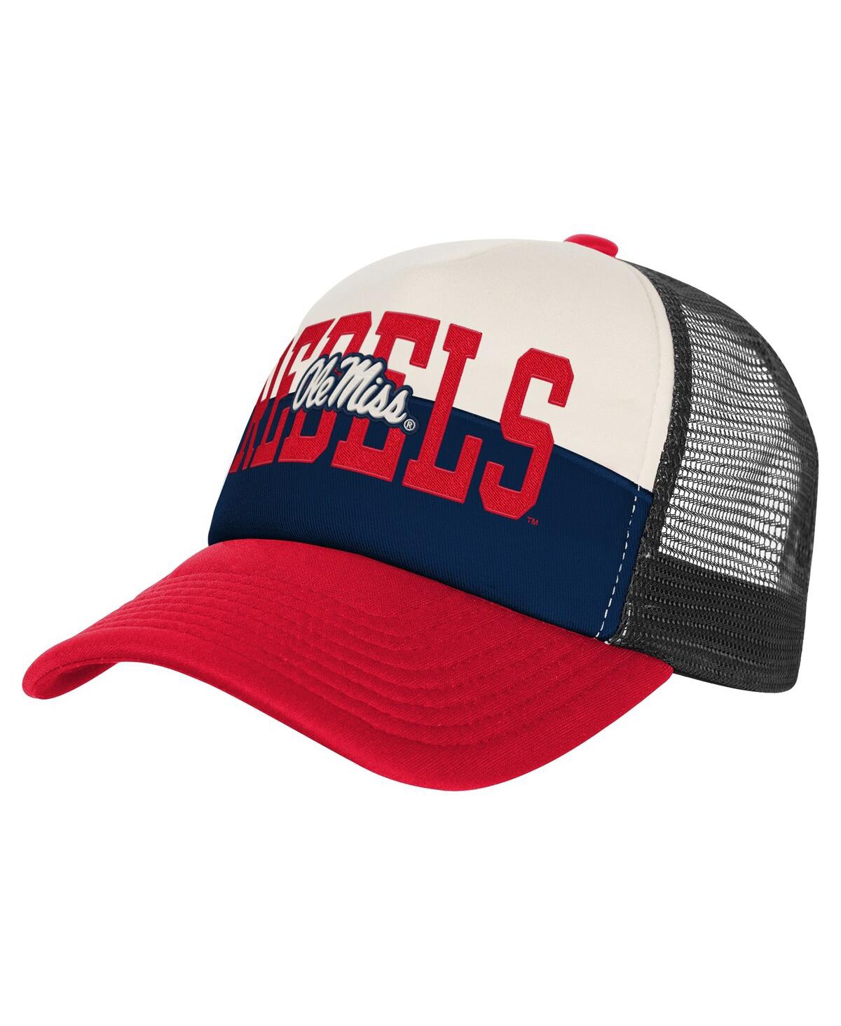 Outerstuff Big Boys And Girls Navy/cream Ole Miss Rebels Modern Fan Trucker Adjustable Hat In Multi
