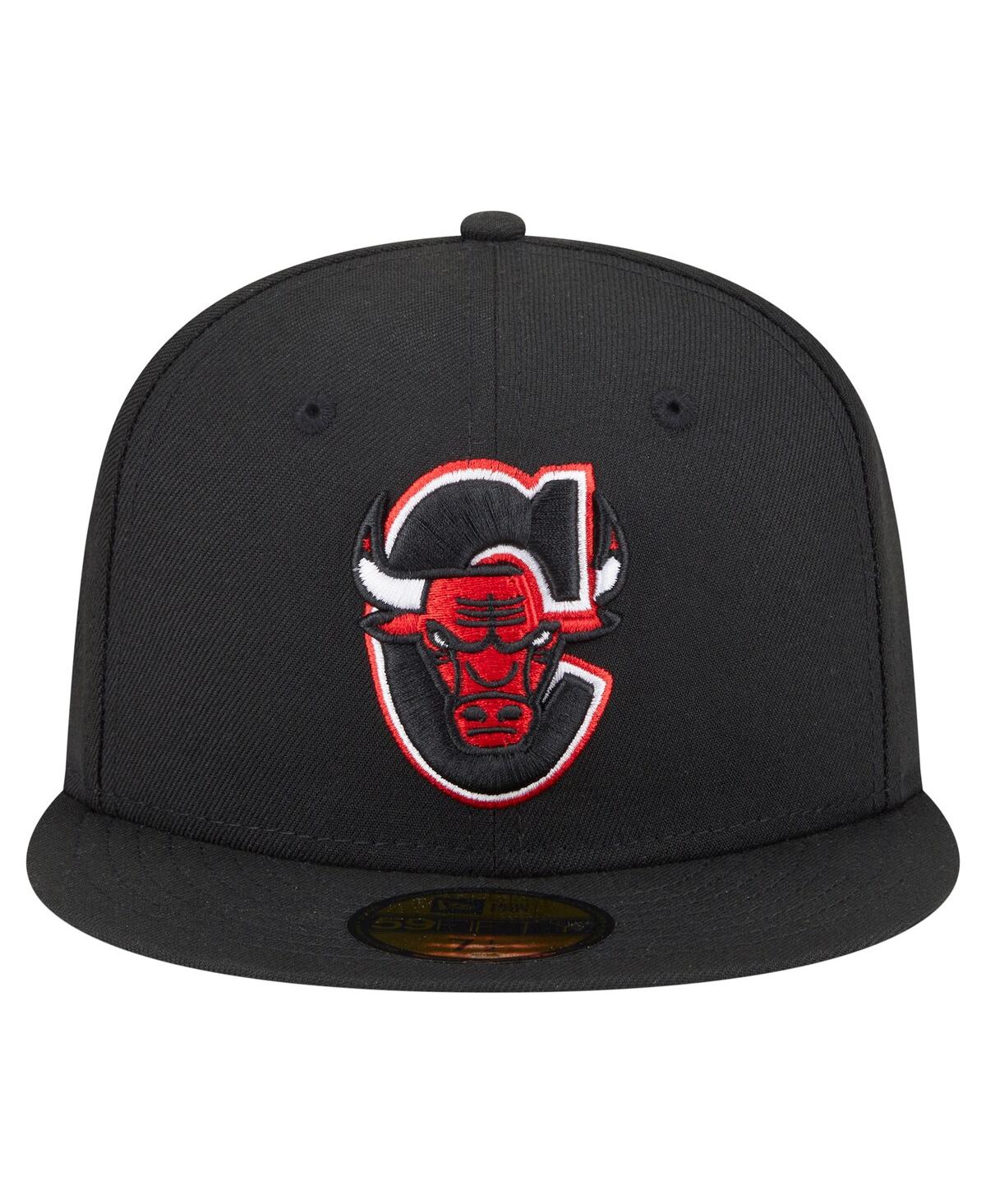 New Era Men's Black Chicago Bulls Deceptor 59fifty Fitted Hat In Black