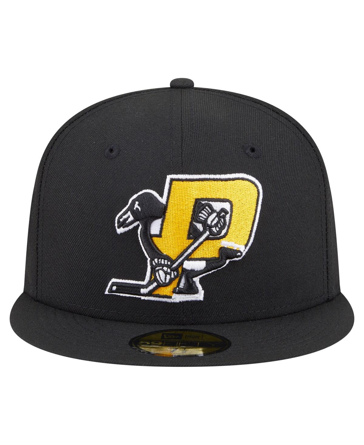 New Era Men's Black Pittsburgh Penguins Deceptor 59fifty Fitted Hat In Black