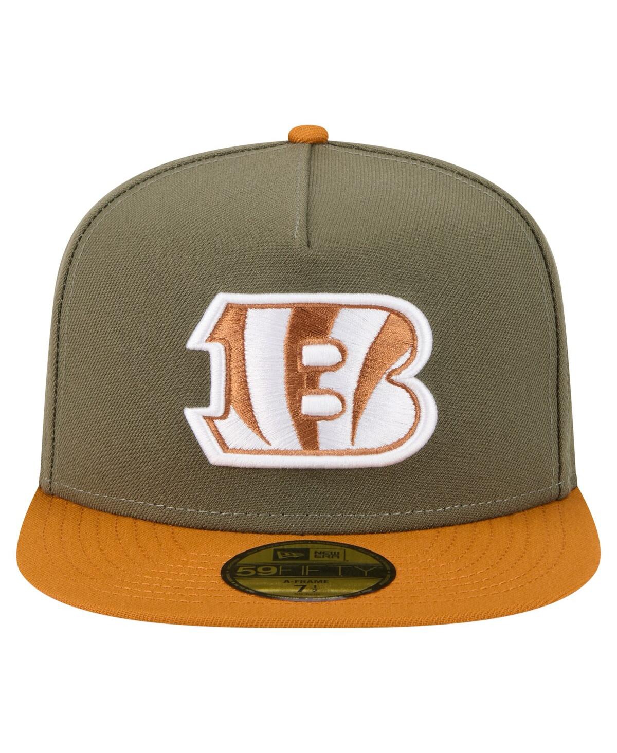 New Era Men's Olive/brown Cincinnati Bengals Color Pack A-frame 59fifty Fitted Hat In Green