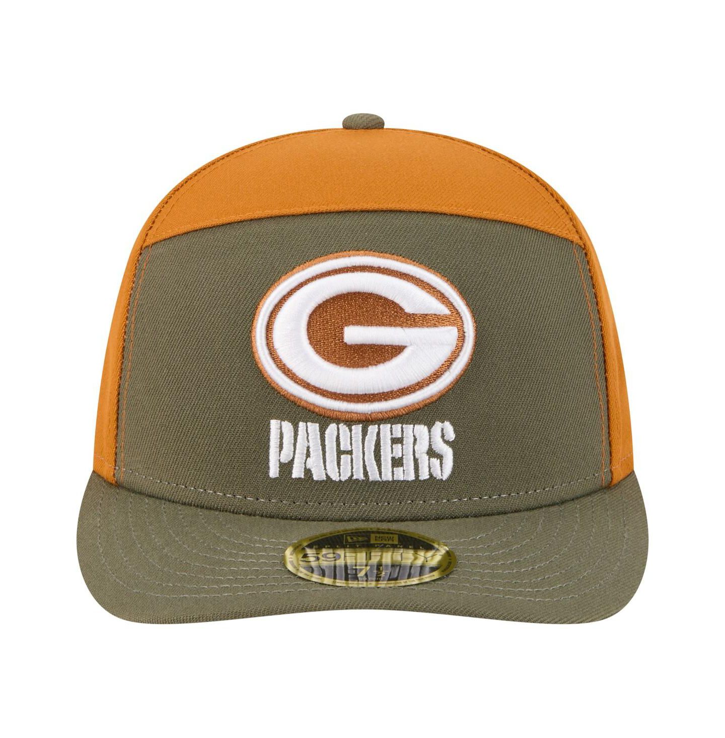 Мужские головные уборы New Era Olive/Brown Green Bay Packers Two-Tone Color Pack Split Panel 59FIFTY Fitted Hat — фото 2