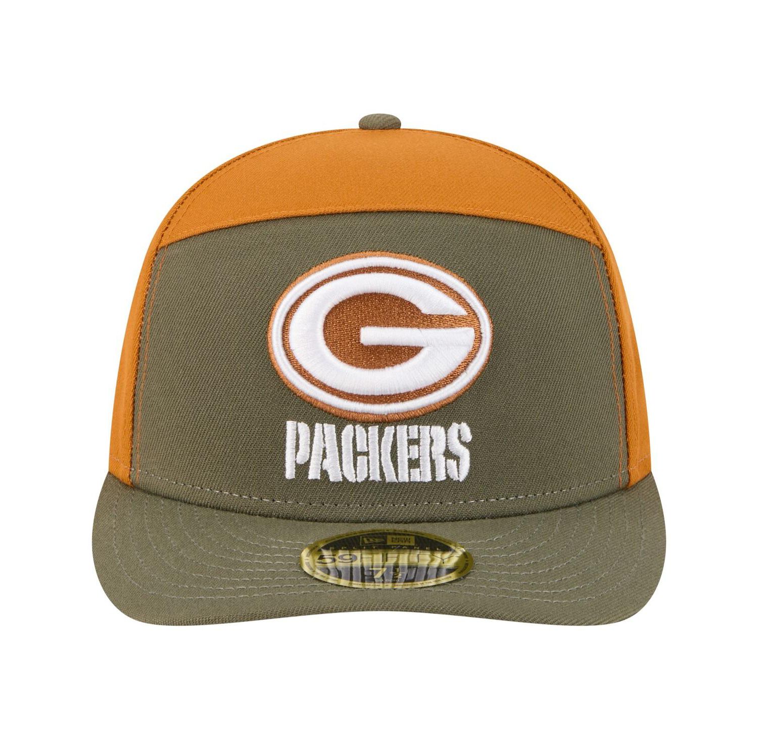 Men's Olive/Brown Green Bay Packers Two-Tone Color Pack Split Panel 59FIFTY Fitted Hat