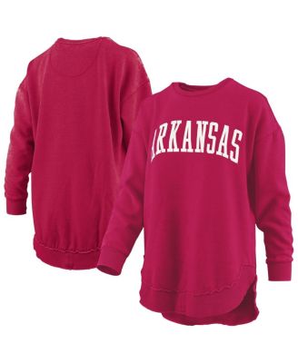 Women's Cardinal Arkansas Razorbacks M&eacute;lange Poncho Vintage Fleece Long Sleeve Pullover Sweatshirt