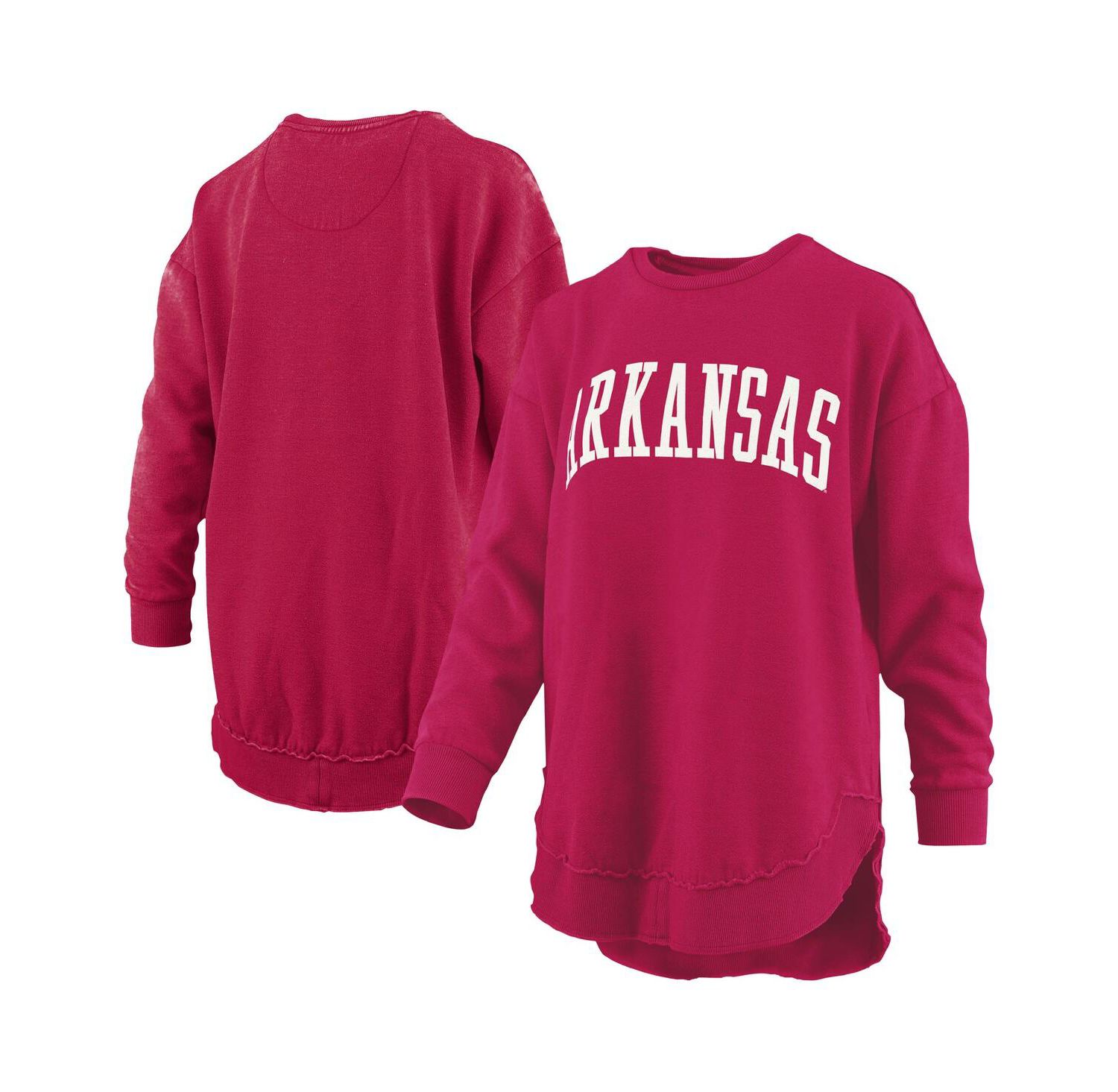 Women's Cardinal Arkansas Razorbacks M&eacute;lange Poncho Vintage Fleece Long Sleeve Pullover Sweatshirt