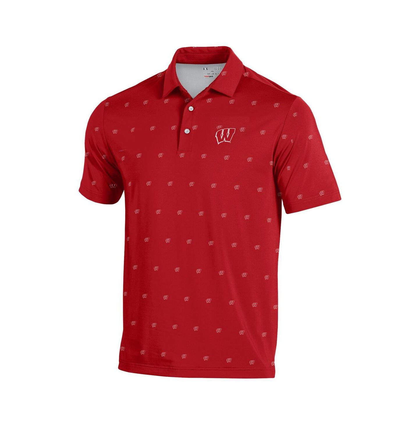 Мужское поло Under Armour Red Wisconsin Badgers Gameday ArmourFuse Polo Shirt — фото 3