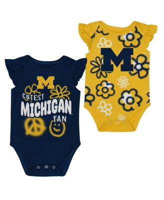Outerstuff - Baby Boys and Girls Navy/Maize Michigan Wolverines Little Sunshine 2-Piece Bodysuit Set