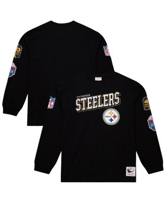 Men's Black Pittsburgh Steelers Training Camp Vintage Logos Long Sleeve T-Shirt