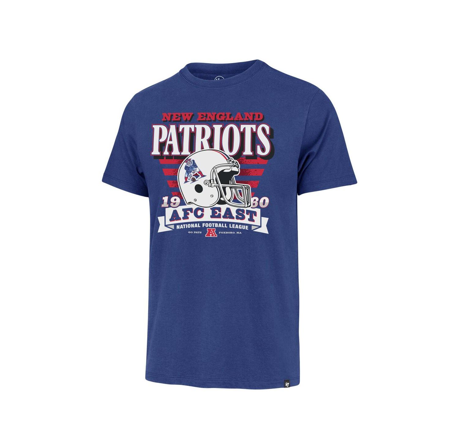 Men's Royal New England Patriots Stripe Splash Franklin Throwback T-Shirt