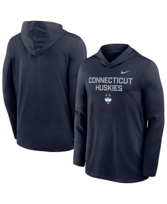 Nike - Men's Navy UConn Huskies 2025 Sideline Dri-FIT Long Sleeve Hoodie T-Shirt