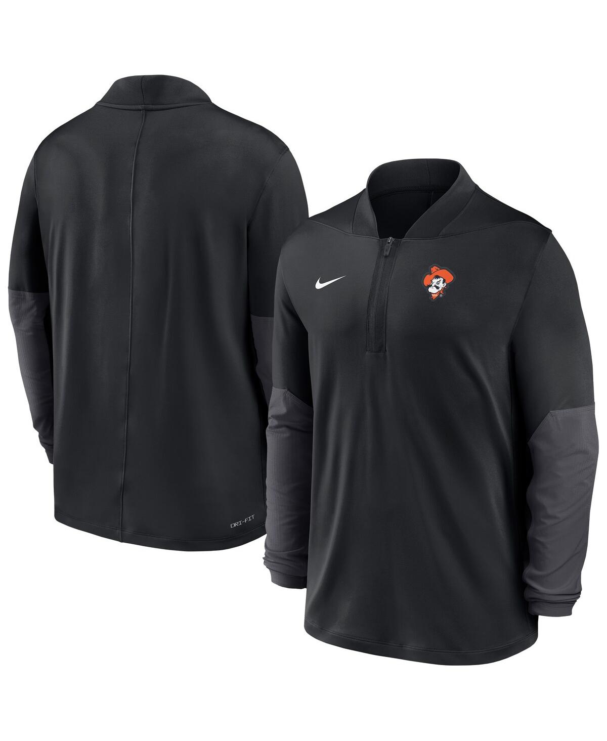Nike Men's Black Oklahoma State Cowboys Dri-fit Half-zip Pullover Sweatshirt In Black