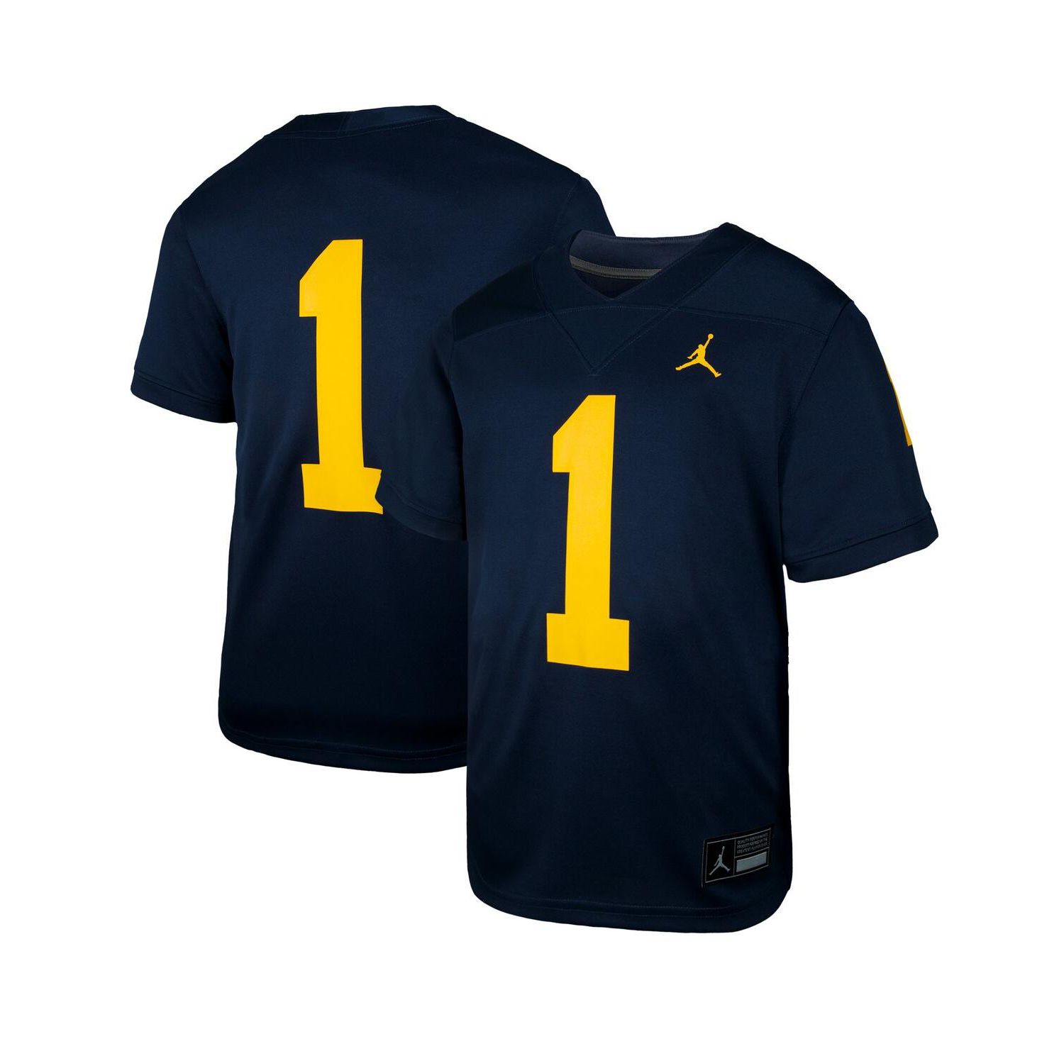 Big Boys and Girls Jordan 1 Navy Michigan Wolverines Untouchable Replica Game Jersey