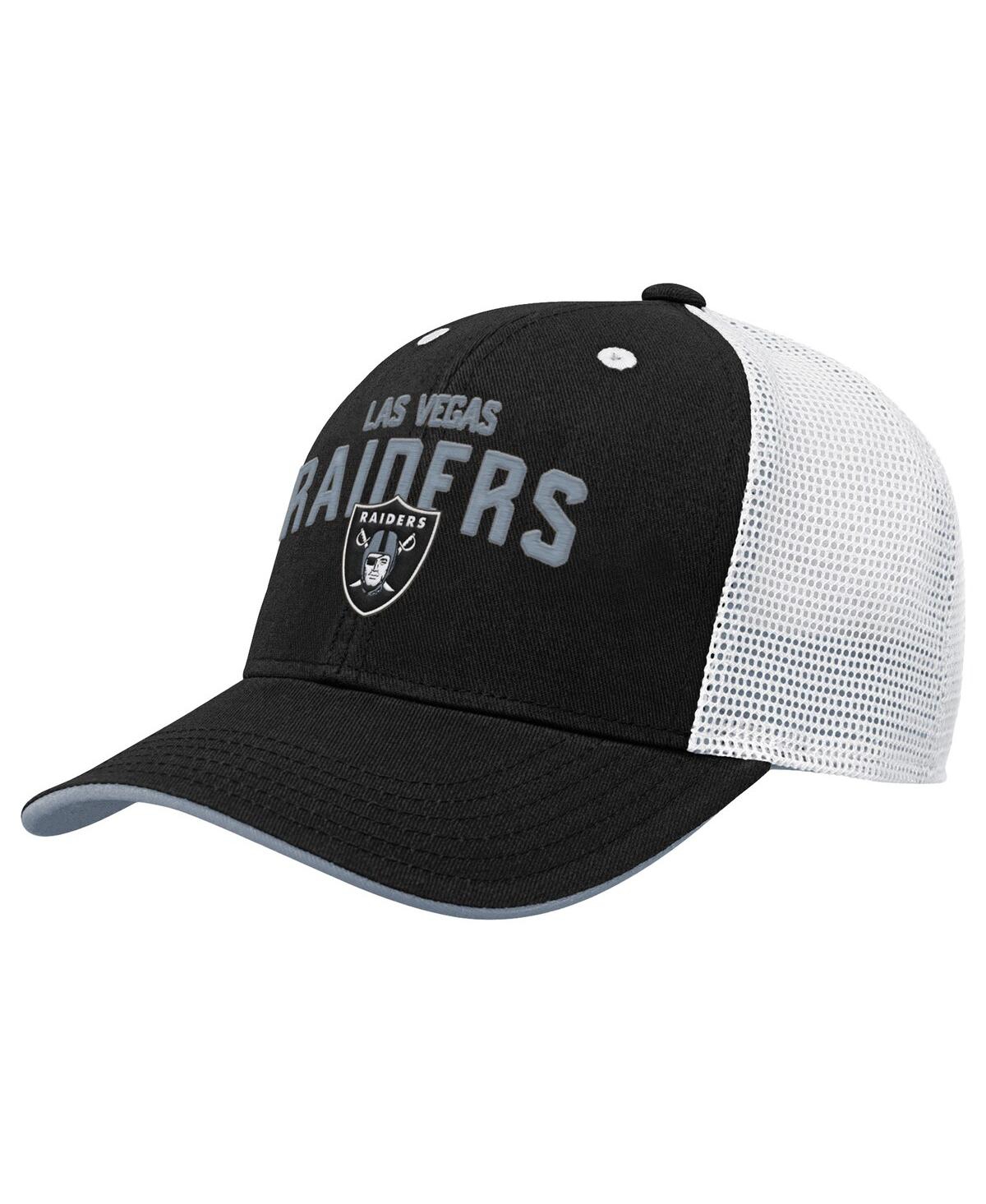 Outerstuff Big Boys And Girls Black Las Vegas Raiders Core Lockup Trucker Adjustable Hat In Black