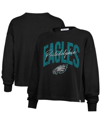 '47 Brand - Women's Black Philadelphia Eagles Plus Size Muse Sydney Long Sleeve T-Shirt