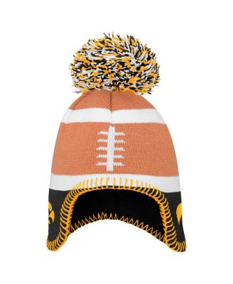 Toddler Brown Iowa Hawkeyes Football Head with Pom Knit Hat