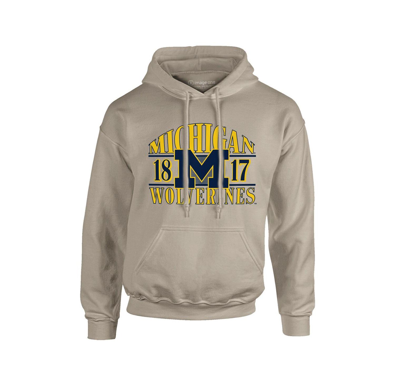 Men's Tan Michigan Wolverines Upper Arch Letters Pullover Hoodie