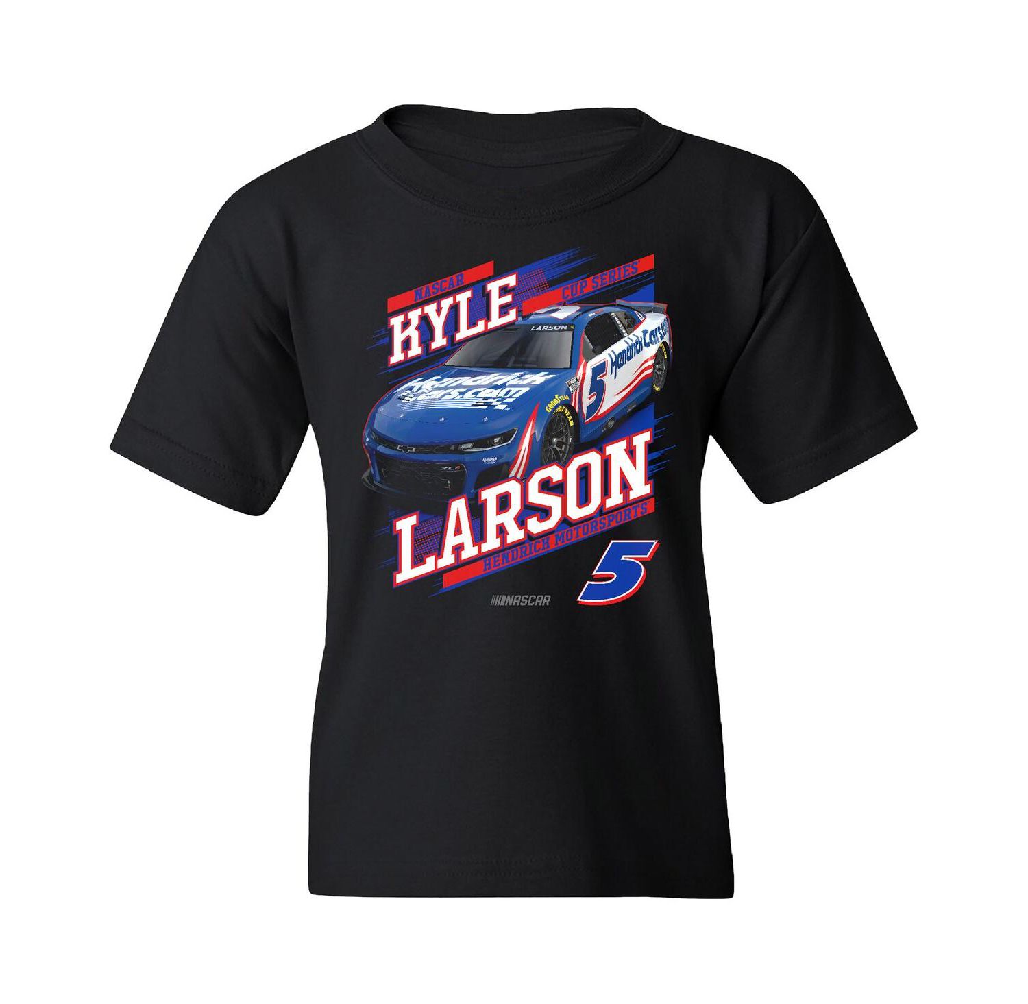 Big Boys and Girls Black Kyle Larson HendrickCars.com Car T-Shirt