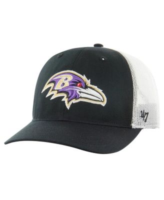 '47 Brand - Big Boys and Girls Black/White Baltimore Ravens Trucker Adjustable Hat
