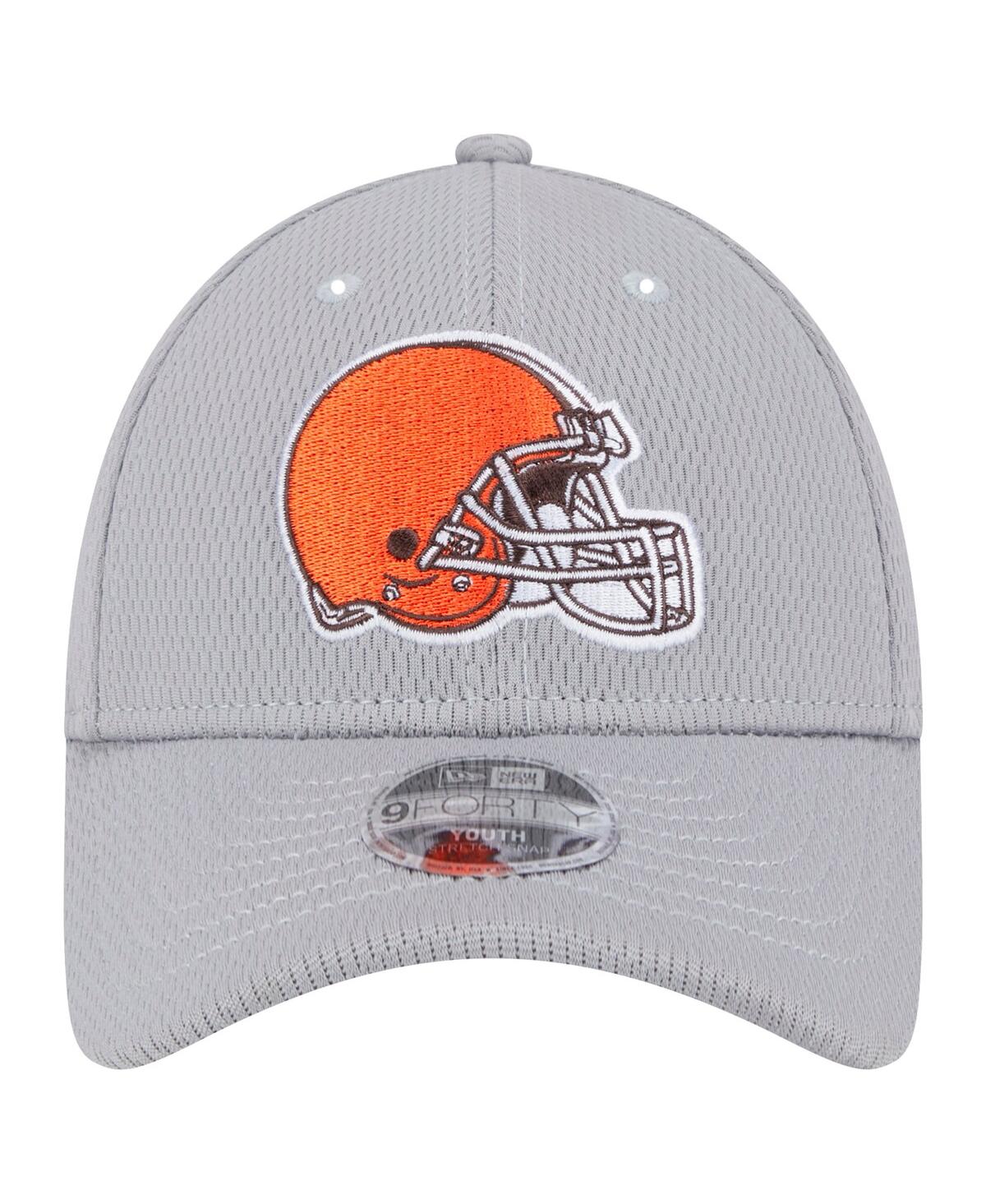 New Era Big Boys And Girls Gray Cleveland Browns Main 9forty Adjustable Hat In Gray
