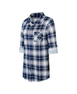 Concepts Sport - Women's Navy Dallas Cowboys Ashford Plaid Knit Nightshirt