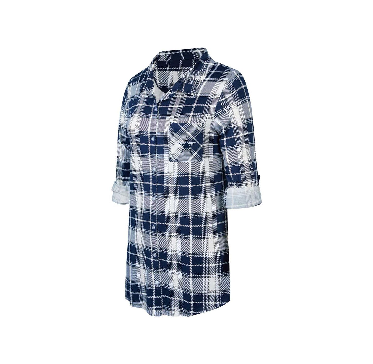 Women's Navy Dallas Cowboys Ashford Plaid Knit Nightshirt
