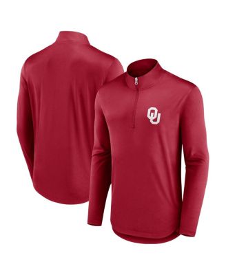 Fanatics - Men's Crimson Oklahoma Sooners Quarterback Mock Neck Quarter-Zip Sweatshirt