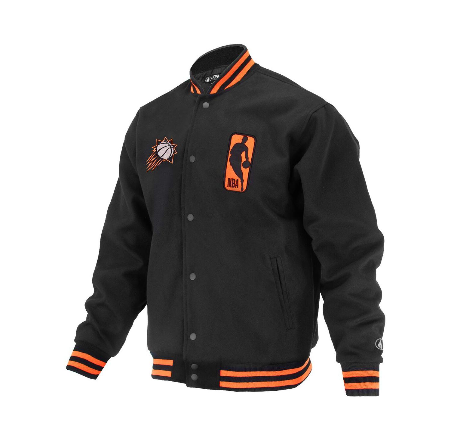Men's and Women's Black Phoenix Suns Logo Man Shadow Collection Full-Snap Varsity Jacket