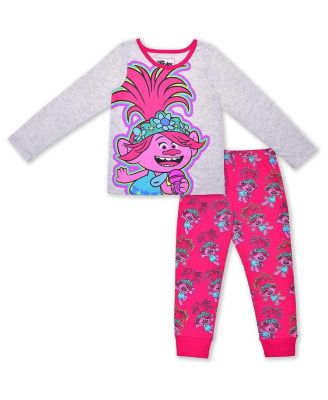 Children's Apparel Network - Toddler Gray/Pink Trolls Graphic Long Sleeve T-Shirt Jogger Set