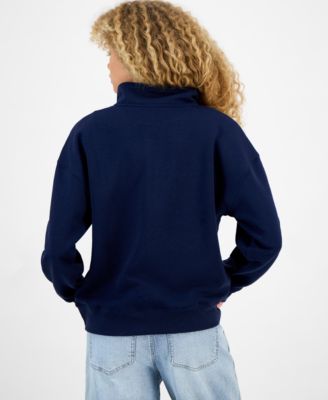 Juniors' Drop Shoulder Quarter-Zip Sweatshirt