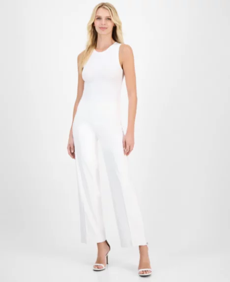 Petite High-Rise Pull-On Wide-Leg Pants - White Dove