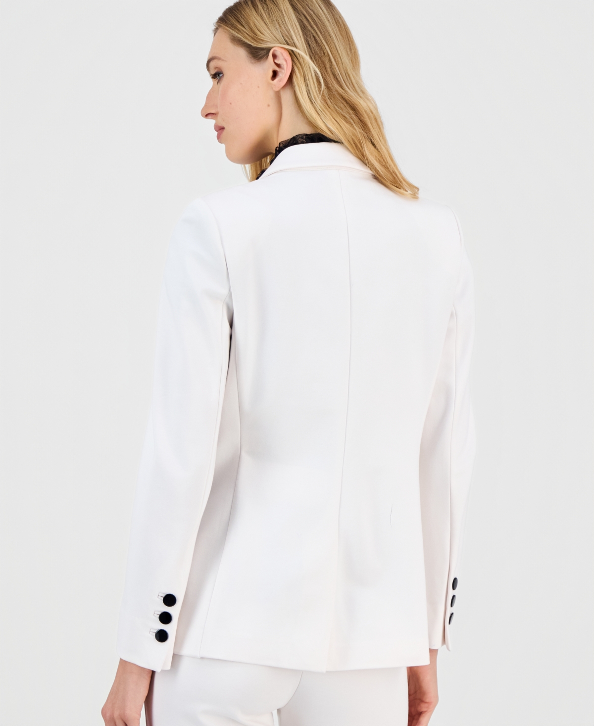 Anne Klein Women's Notched Collar One-button Blazer, Macy's Exclusive In White