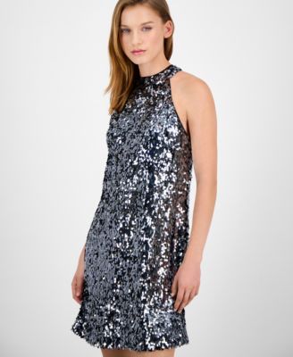 Women's Sequin T-Body Mini Shift Dress