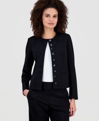 Women's Crewneck Button-Front Blazer