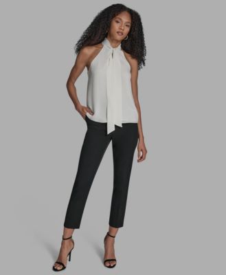 Women's Sleeveless Tie Neck Blouse