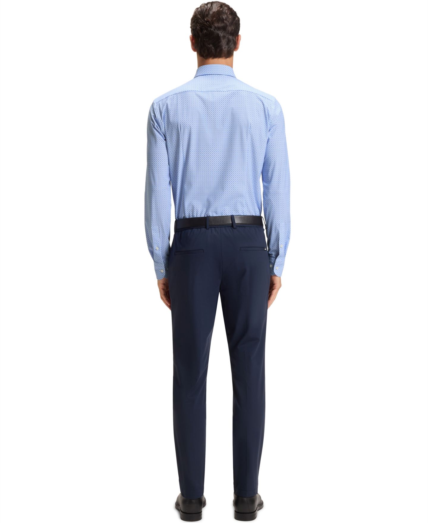 Мужская рубашка Hugo Boss Performance-Stretch Slim-Fit Dress Shirt, цвет: Синий — фото 2