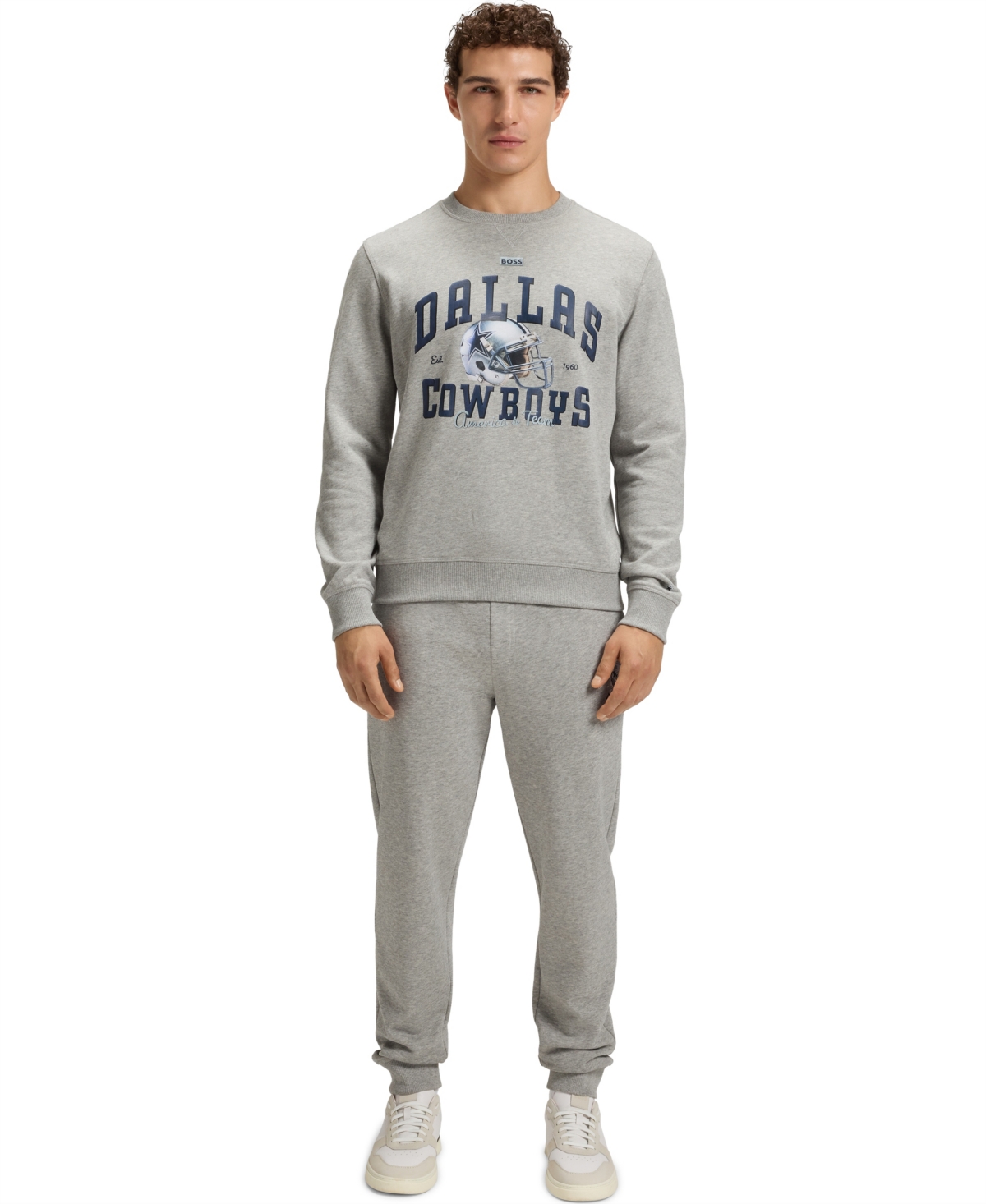 Hugo Boss X Dallas Cowboys Sweatshirt With Helmet Graphic In Gray