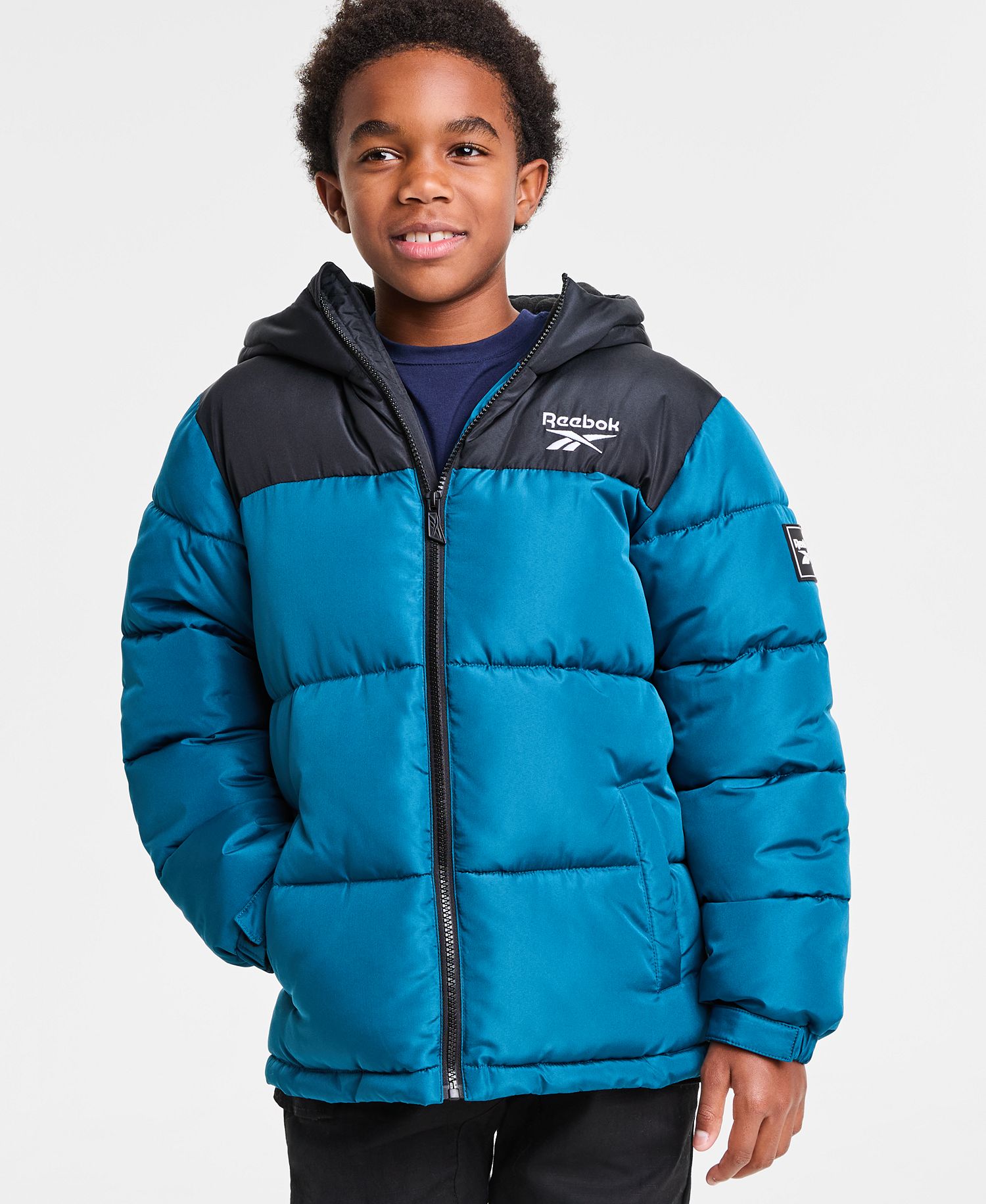 Reebok Big Boys' Contrast Yoke Long Sleeve Puffer Jacket (Various)