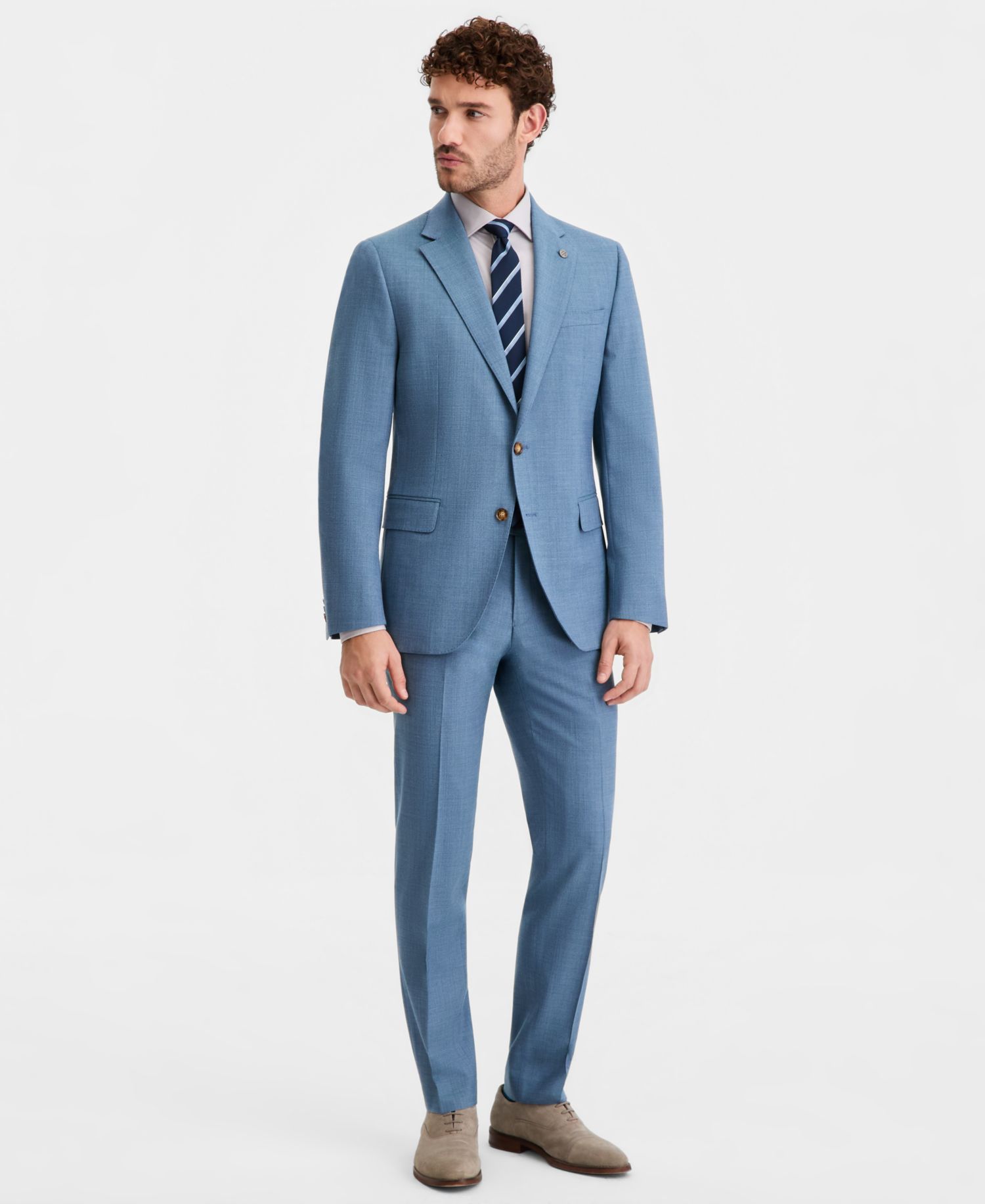 Men's Modern-Fit Wool-Blend Light Blue Solid Suit Separates Jacket
