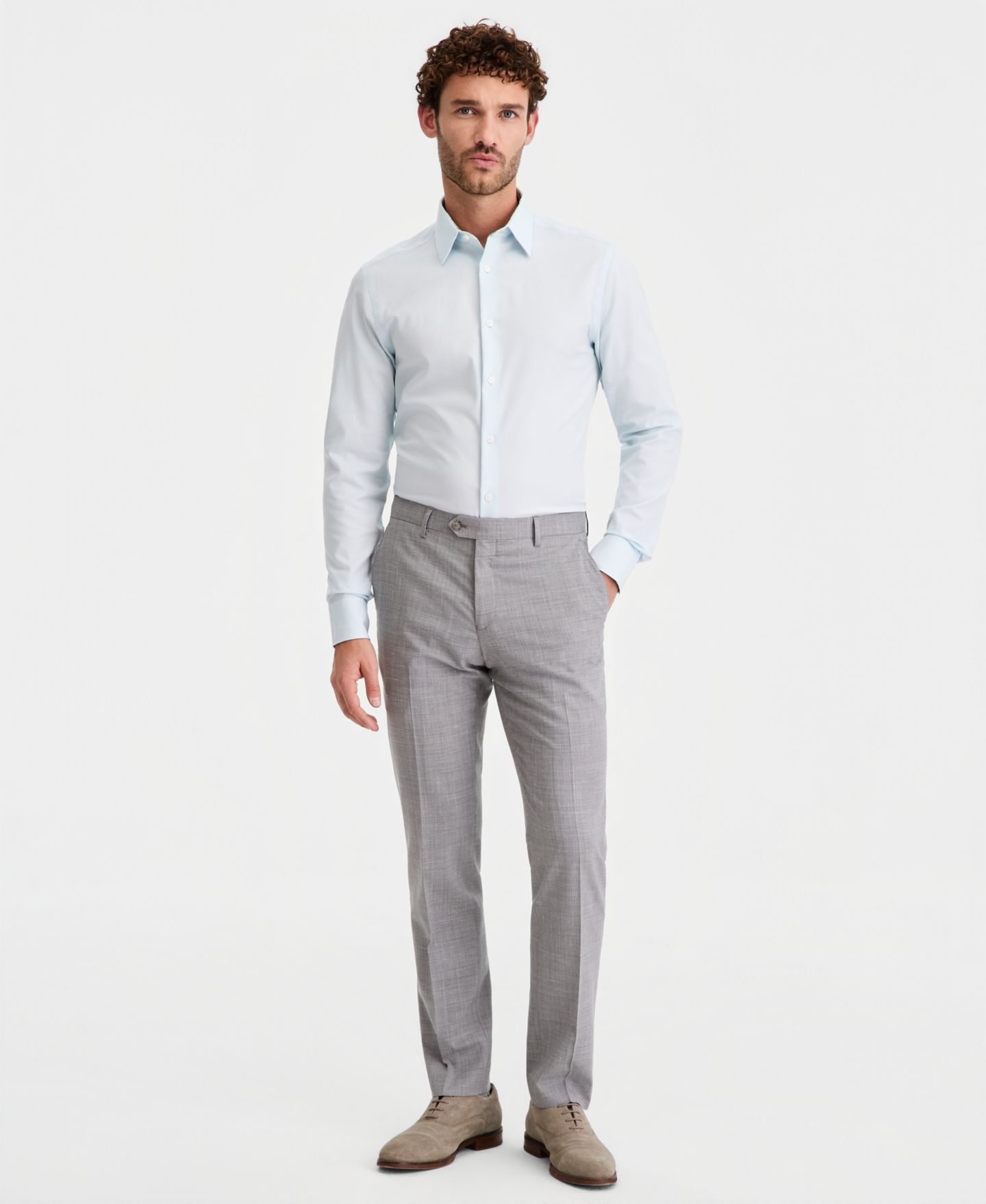 Мужские брюки Ted Baker Modern-Fit Wool-Blend Suit Separate, цвет: Светлый серый — фото 1