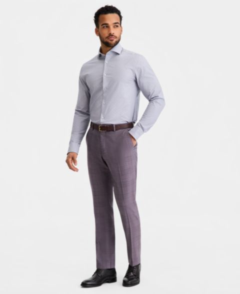 Мужские брюки Ted Baker Modern-Fit Wool-Blend Plaid Suit Separate, цвет: Фиолетовый