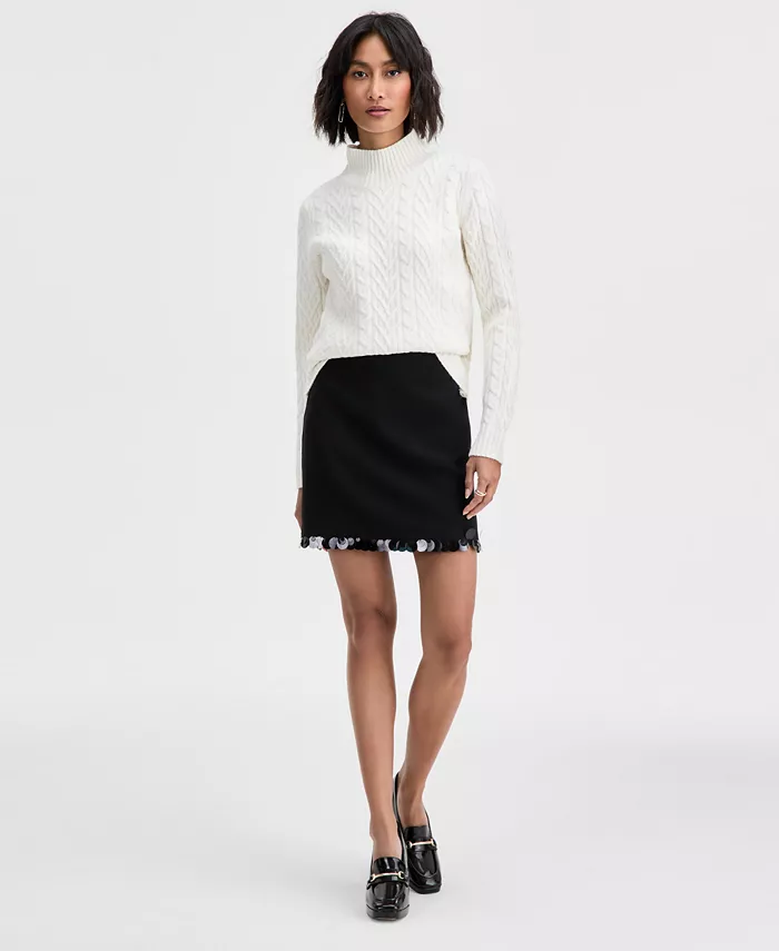 Women's Mock-Neck Cable Sweater - thumbnail 7