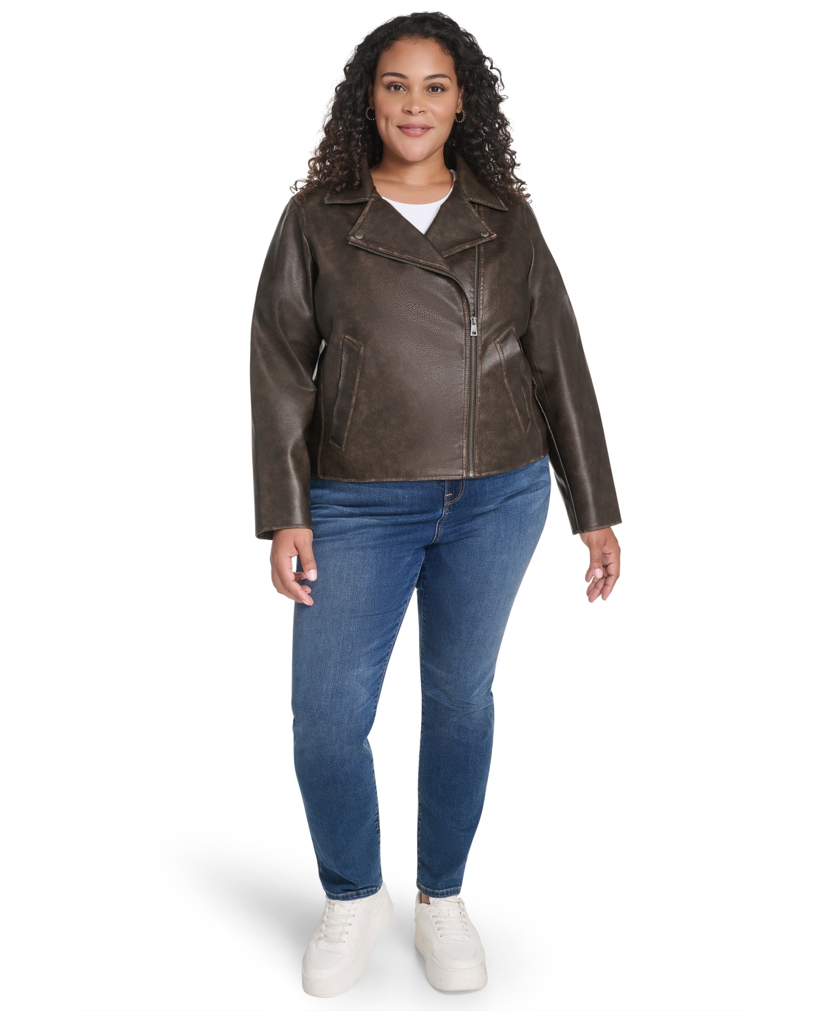 Levi's Plus Size Long Sleeve Moto Jacket In Brown