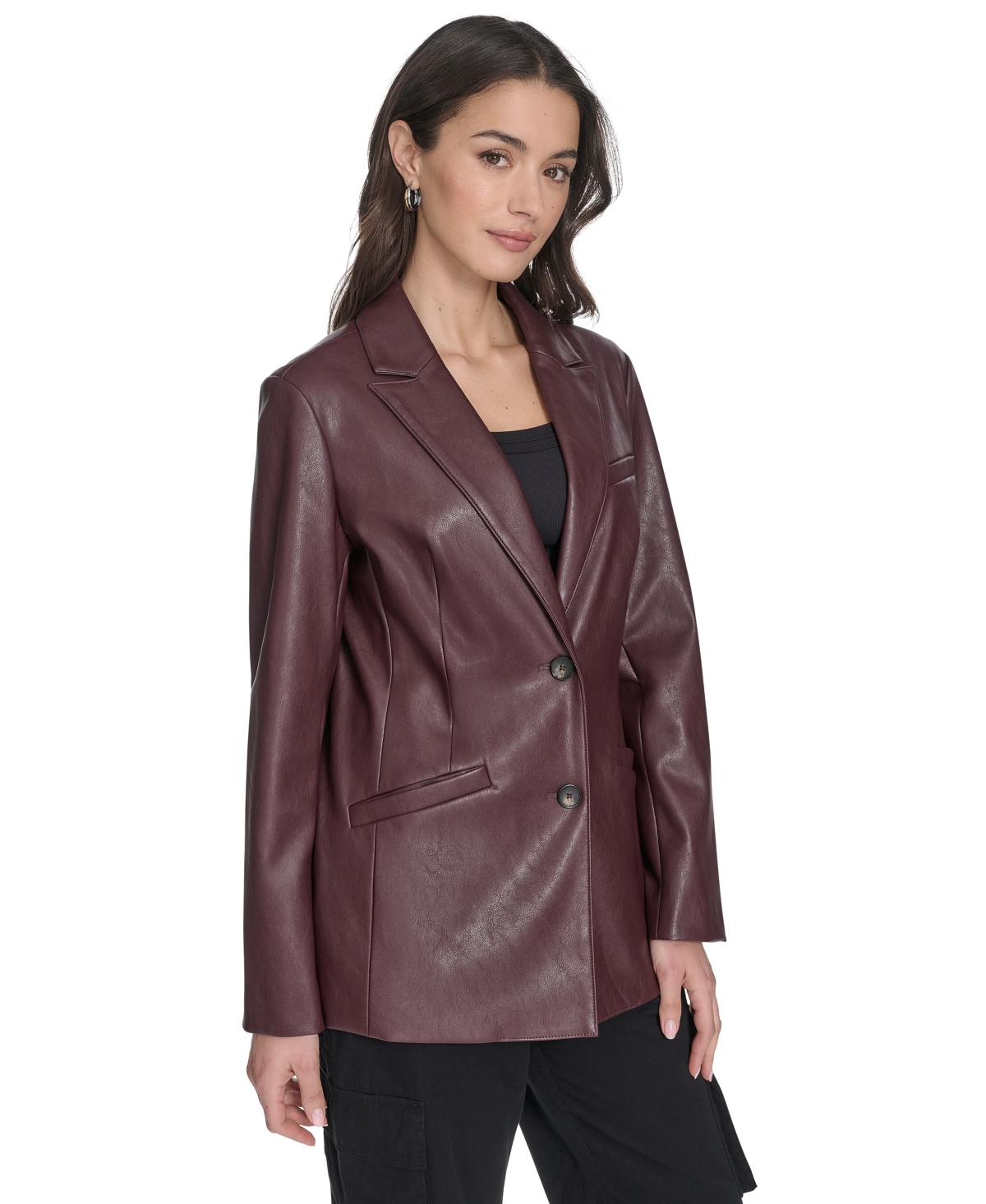 Levi's Plus Size Faux-leather Peak-lapel Jacket In Burgundy