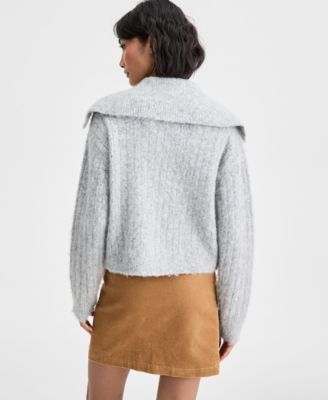 Brushed Sailor Collar V-neck Sweater