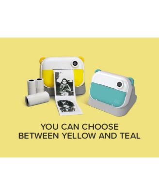 Camera Insta Wi 4-in-1 Instant Print Camera and Label Maker for Kids 12MP Photos, 1080P Video, 32GB microSD, for Age 5-15 (Yellow)