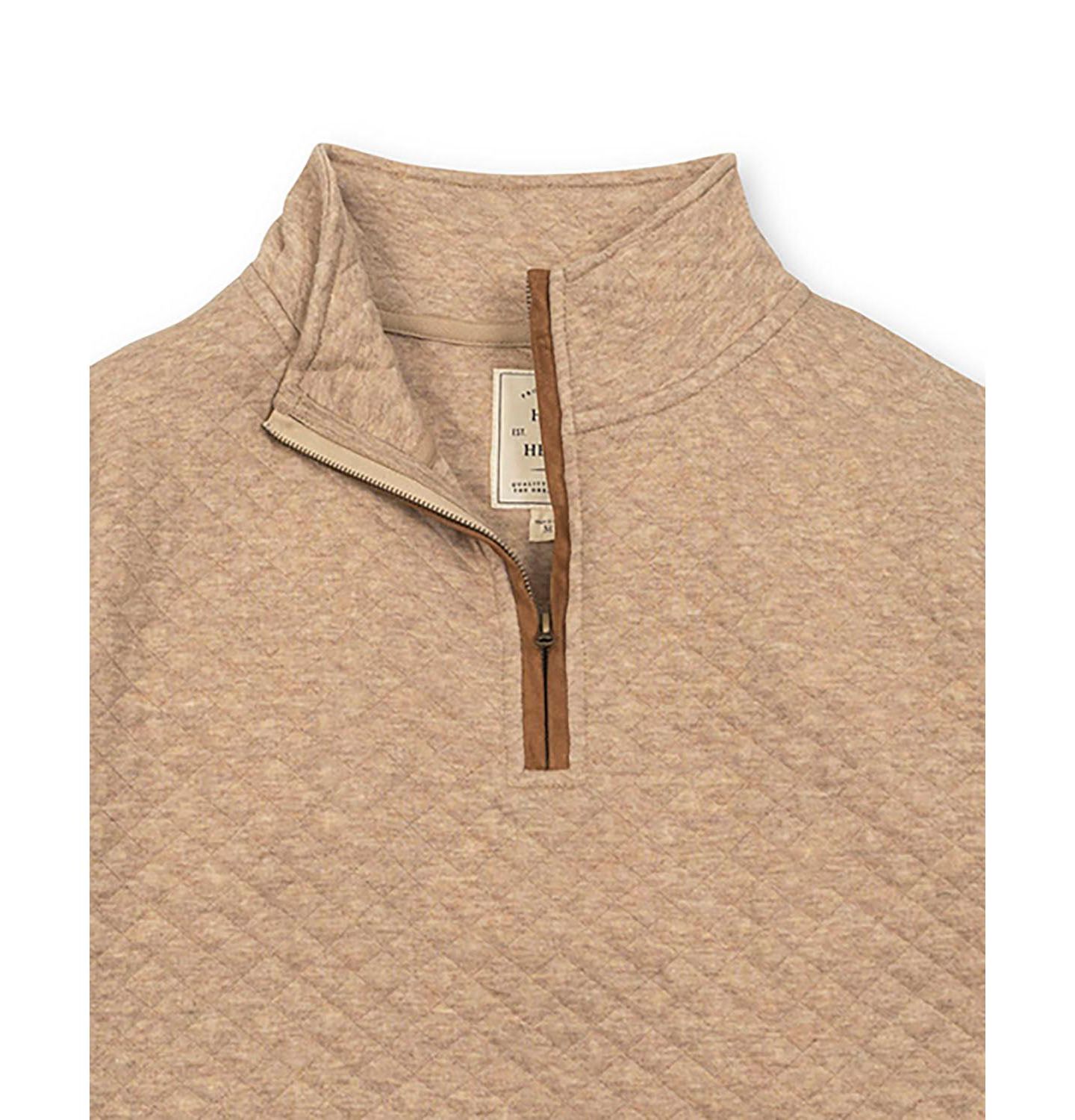Мужской свитер Hope & Henry Quilted Half Zip Pullover, цвет: Верблюжий меланжевый — фото 4