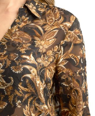 Women's Jacquard Burnout Print Top