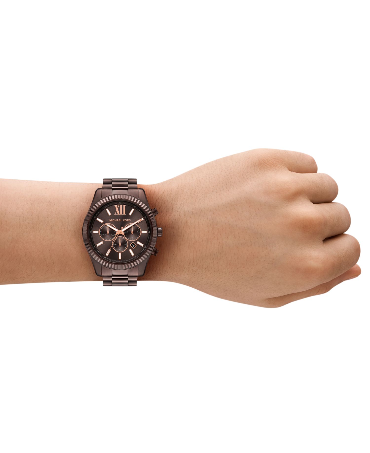 Men's Lexington Chronograph Brown Stainless Steel Watch, 44mm