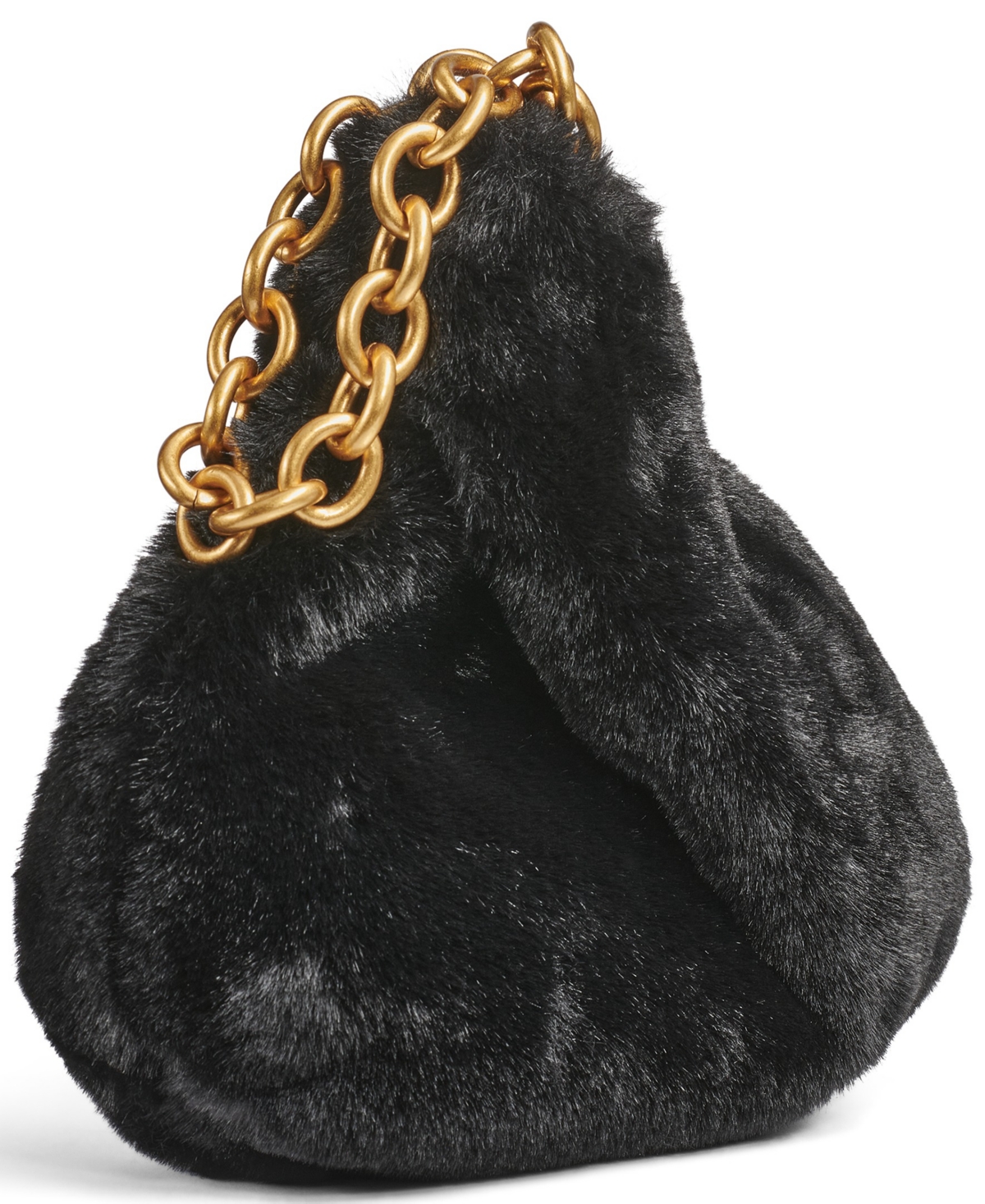 Donna Karan Lawrence Faux Fur Wristlet Wallet With Chain Strap In Sand